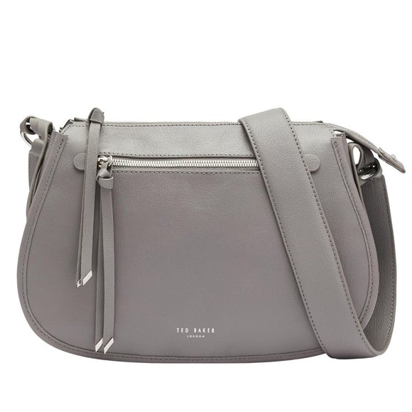 Ted Baker sales_ heatherr curved leather crossbody bag_  light grey - Picture 1 of 6